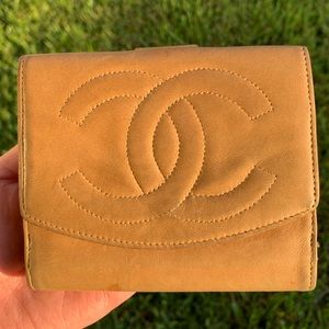 Authentic Tan Vintage Chanel Wallet